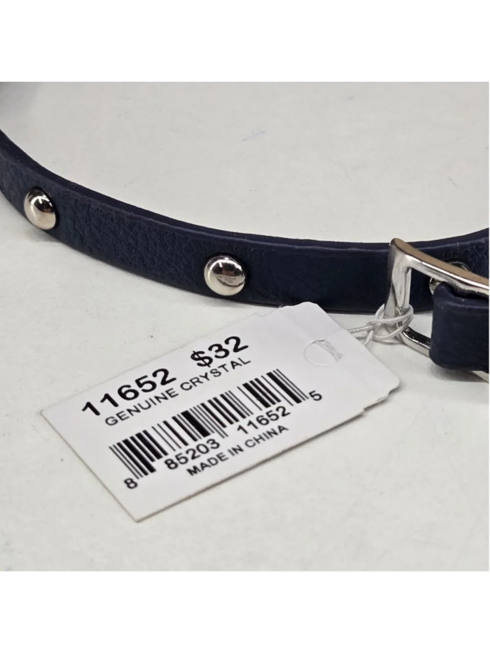 Cookie Lee Bracelet NWT Navy Blue Crystal Studded Faux Leather Wrap Brutalist